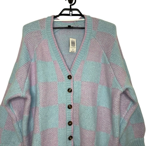 Torrid Womens Cardigan Button Front Sweater Sz 4X Camille Check Summer Song - Picture 6 of 12